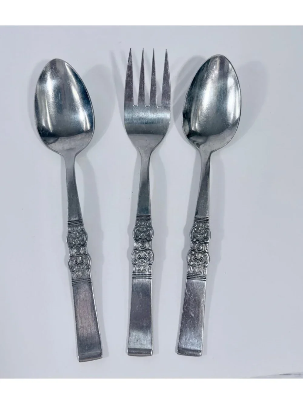 Vintage Northland Oneida Stainless Steel Serving Set Decorative Floral Handles S